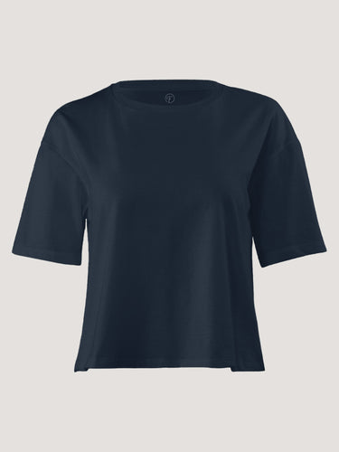 Dark Navy Cropped Boxy Tee | Women's Shirts