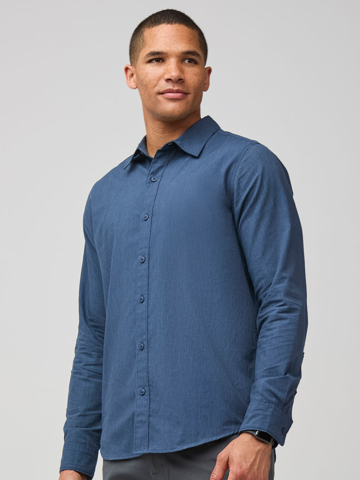 Men's Navy Long Sleeve Button Up Shirt