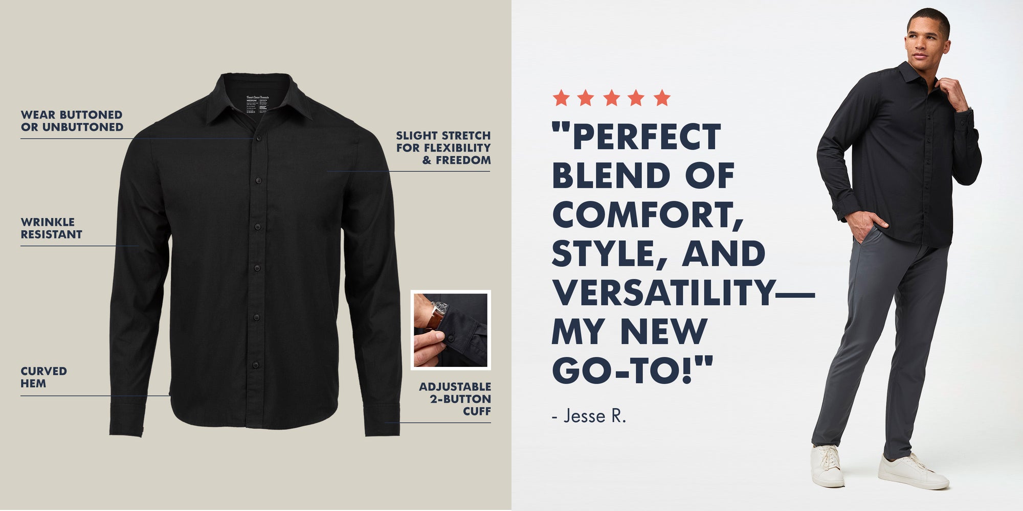 Long Sleeve Stretch Button Up Features + 5 Star Reviews | FCT Apparel