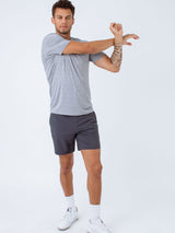 Christian is 6'5 and wears size Large tall # Performance Crew Neck in Heather Grey | Motion 3-Pack | Fresh Clean Threads