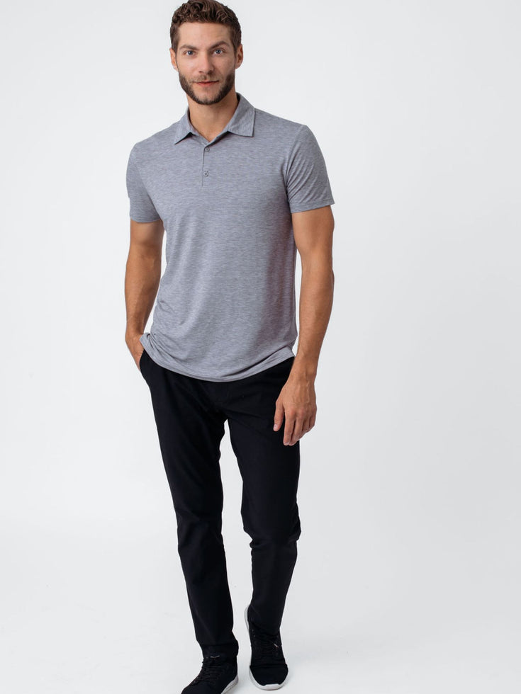 Heather Grey Performance Polo | Fresh Clean Threads