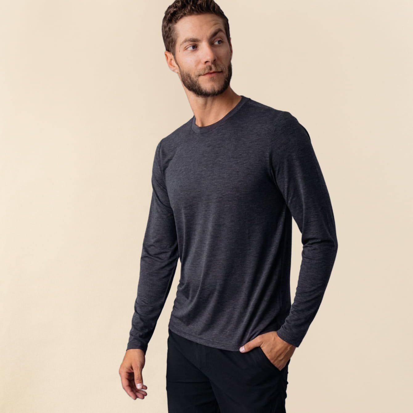 Charcoal Performance Long Sleeve Crew | Fresh Clean Threads