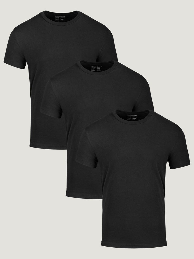 All Black Subscription 3-Pack | Crew or V-Neck | Fresh Clean Threads
