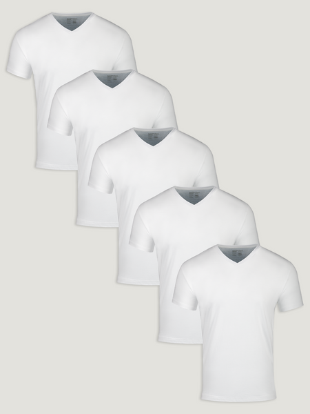 All White V-Neck 5-Pack