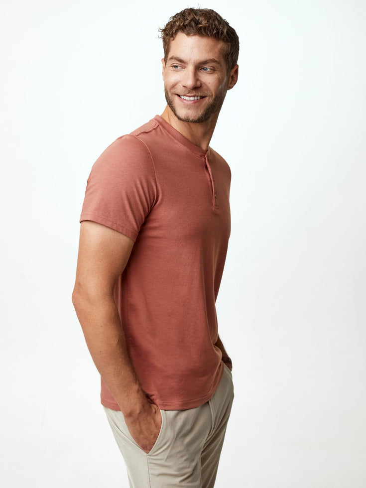 Short Sleeve Henley | Dune Red | Fresh Clean Threads