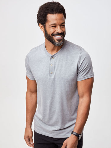 This Henley is an Instant Outfit Upgrade # Grey Short Sleeve Henley | Fresh Clean Threads
