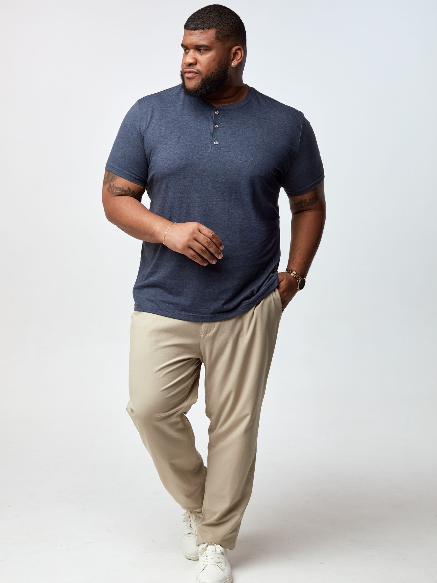 Navy Short Sleeve Henley For Men | Fresh Clean Threads