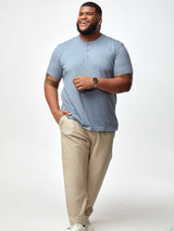 Steven is 6', 2Men's Lightweight SS Henley Shirt # Men's Blue Shirt Sleeve Henley Wedgewood | Henley Shirts for Men