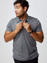Matheus is 6', 210LBS and wears a size XL # Men's Polo | Slate Grey | Fresh Clean Threads