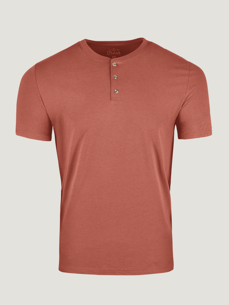 Dune Red Short Sleeve Henley | Summer 2024 | Fresh Clean Threads