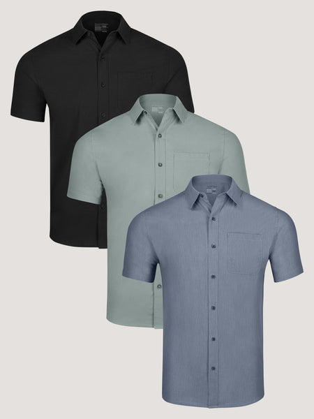 Short Sleeve Button Up Foundation 3-Pack
