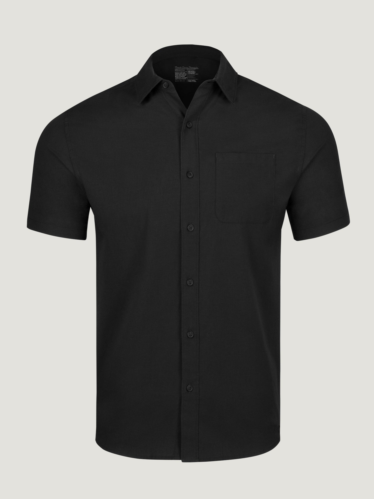 Black Short Sleeve Stretch Button Up Shirts Shop Sizes S-4XL Tall