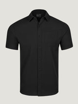 Black Short Sleeve Stretch Button Up | Fresh Clean Threads