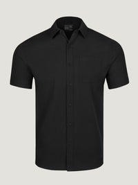 Black Short Sleeve Stretch Button Up | Fresh Clean Threads