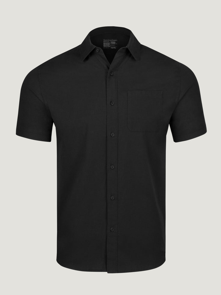 Black Short Sleeve Stretch Button Up Shirts Shop Sizes S-4XL Tall