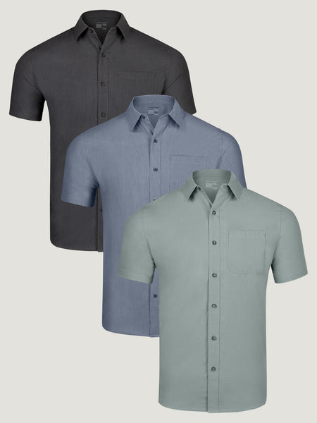 Stretch short sleeve button down clearance