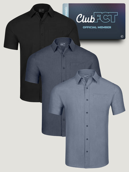 Short Sleeve Stretch Button Up Best Sellers Member 3-Pack