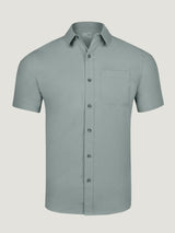 Mercury Green Short Sleeve Stretch Button Up | Fresh Clean Threads