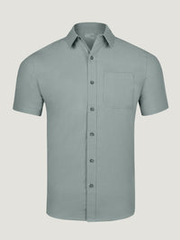 Mercury Green Short Sleeve Stretch Button Up | Fresh Clean Threads
