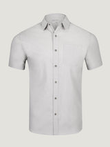 Vintage Grey Short Sleeve Stretch Button Up Shirts | Stretch fabric for easy movement