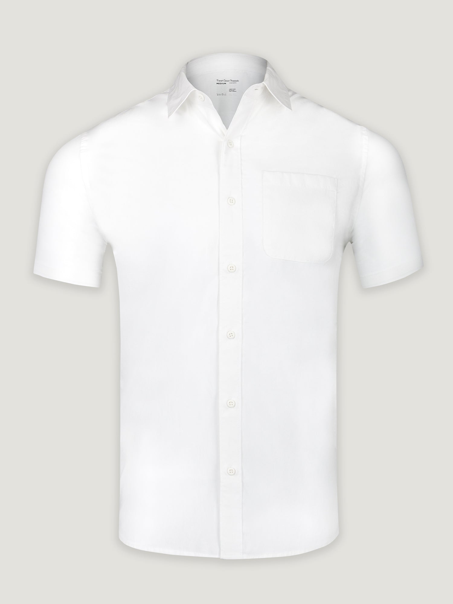 White Short Sleeve Button Up Shirta 100-day satisfaction guarantee