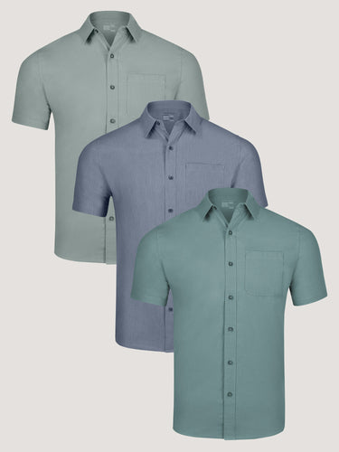 Cool Tones Short Sleeve Button Up 3-Pack | Fresh Clean Threads