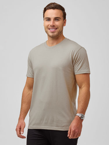 Jake is 5'11" and wears size M # The Softest Crew Neck Tees | Now in Sandstone at FCT