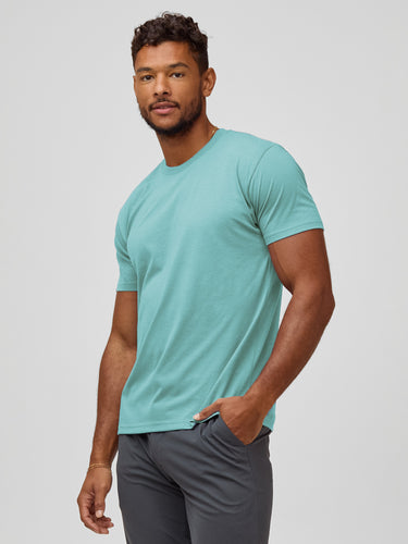 Nico is 6'4" and wears size Large Tall # Sky Crew Neck Tees for Men | Find Your Size