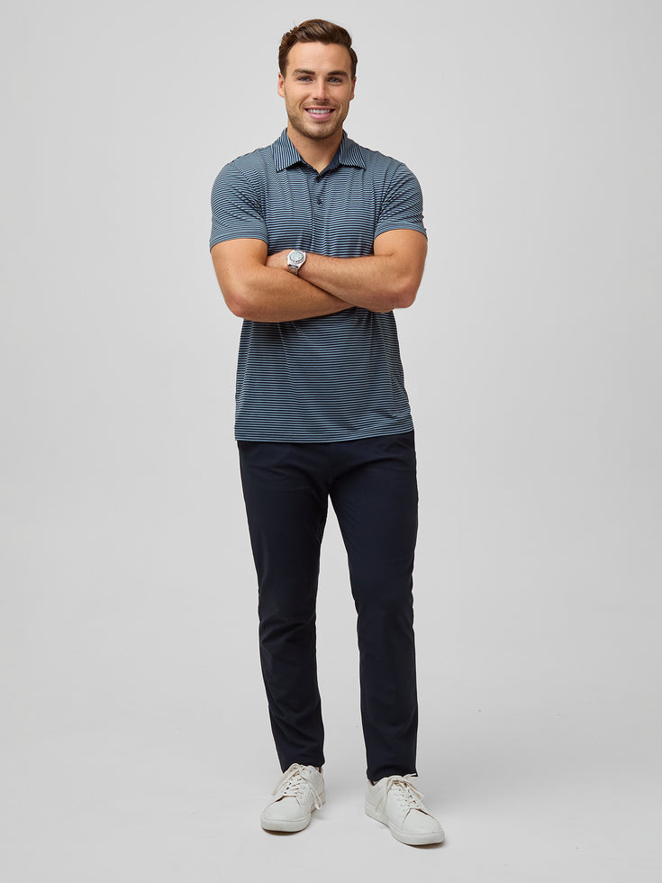 Men's Striped Performance Polos + Tech Pants | The Perfect Pair