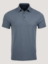 Men's Blue Striped Performance Polo | Fresh Clean Threads