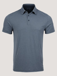 Men's Blue Striped Performance Polo | Fresh Clean Threads