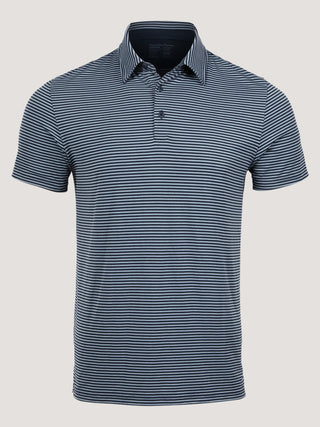 Navy + Wedgewood Striped Performance Polo