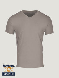 Rotating Subscription Tees | Seasonal V-Neck Tee in Taupe | June ThreadBox at FCT