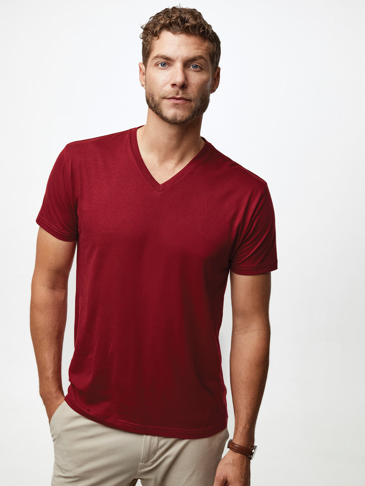 Cosmic Red Men's V-Neck T-shirt, Available in our Fall Essentials V-Neck 5-Pack | Fresh Clean Threads