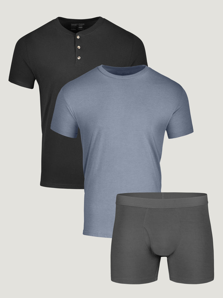 VIP Staples 3-Pack includes SS Henley, Crew Tee & Boxer Brief | Fresh Clean Threads