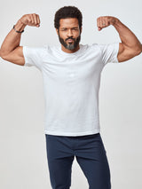 Jarrett is 6', 168lbs and wears a size M # All White 3-Pack | Fresh Clean Threads