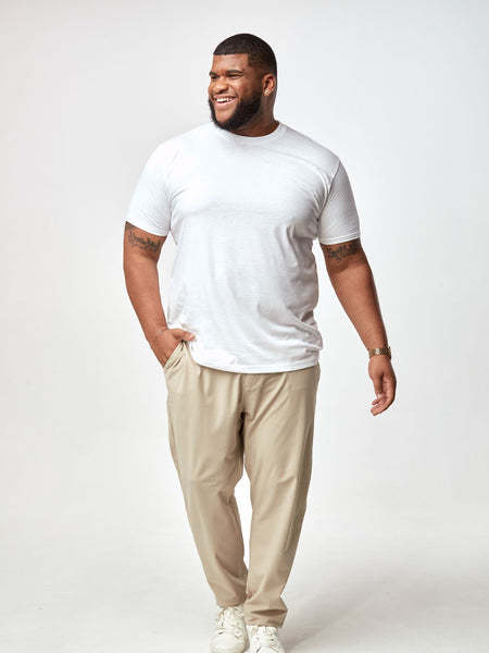 Steven is 6', 275lbs and wears a size 3xl # All White 5-Pack with Membership | Fresh Clean Threads