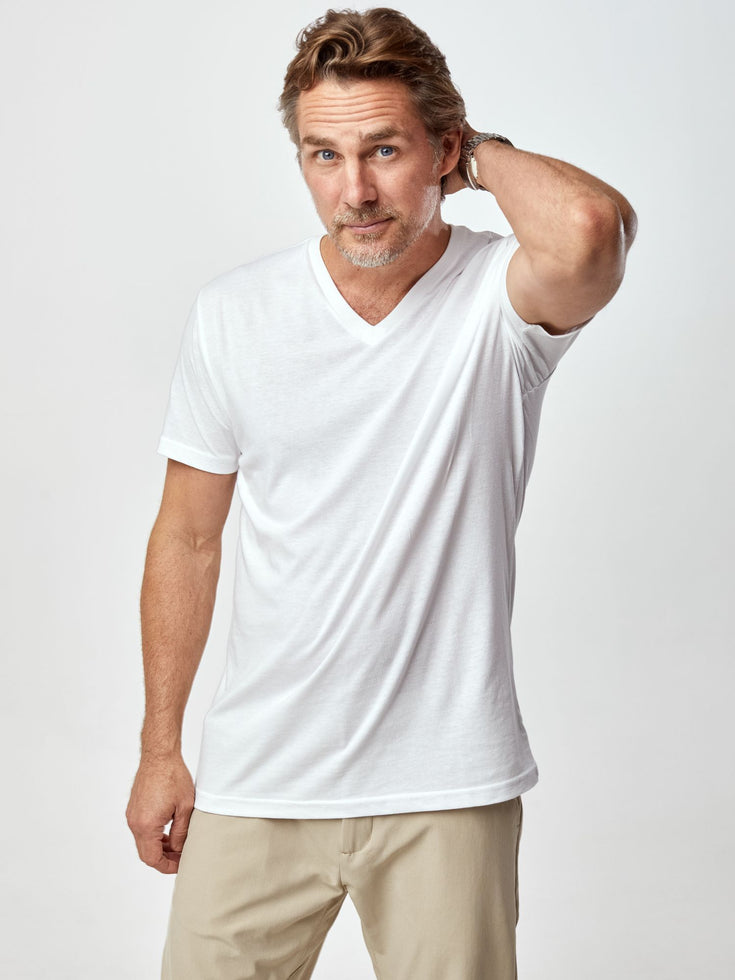 White V-Neck T-Shirt For Men | Fresh Clean Tees