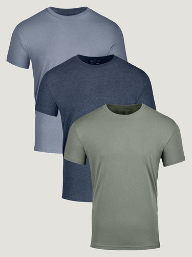 Crew Neck Tees | StratuSoft 3-Pack | Blues + Green