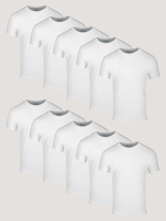 All White Crew Neck 10-Pack - Stock Up on Comfort & Style