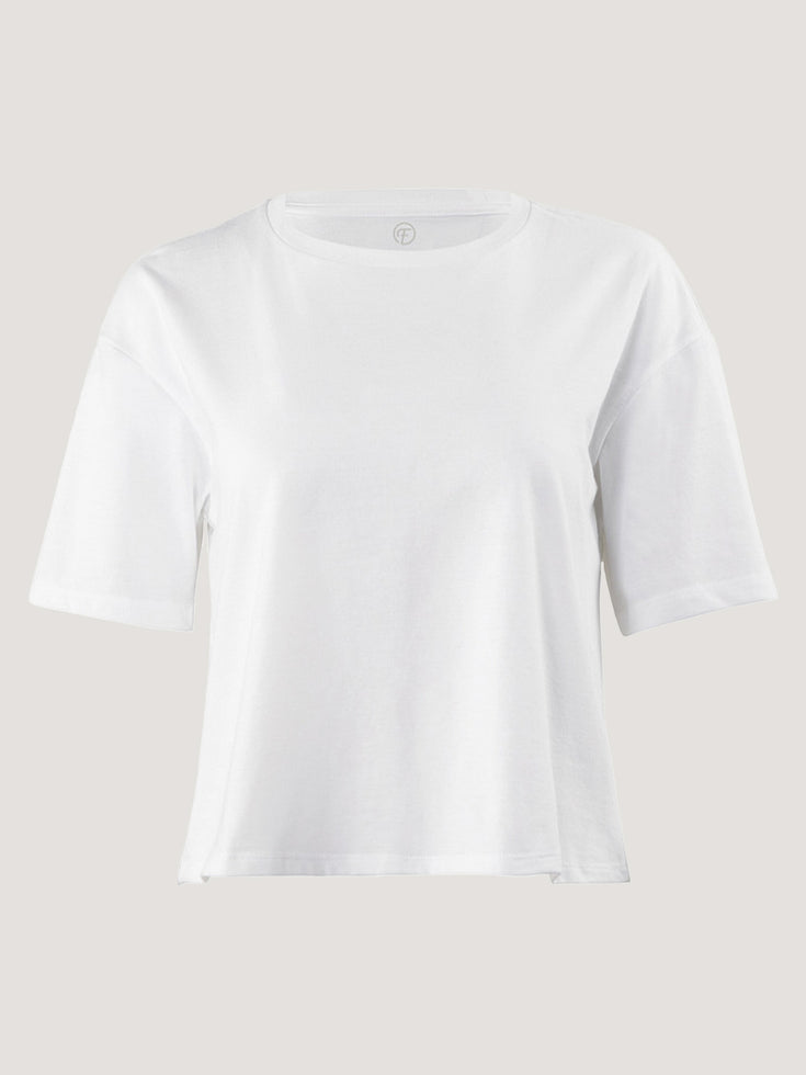 Boxy Tee White | Cotton Blend Cropped T-Shirts