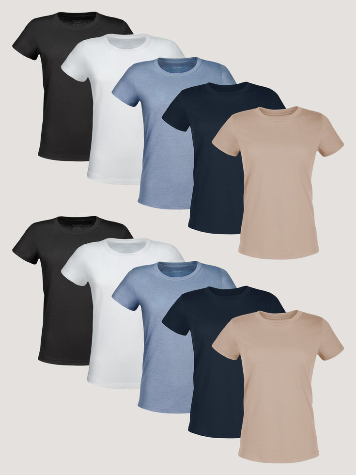 Best Sellers 10-Pack | Women's Crew Neck Tees | Fresh Clean Thread