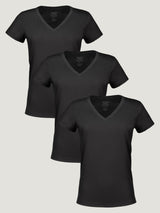 Women’s All Black V-Neck 3-Pack Tees | Subscription Packs at Fresh Clean Threads