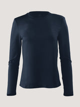 Women's Long Sleeve Crew Neck Shirts in Dark Navy | Tailored fit, top to bottom