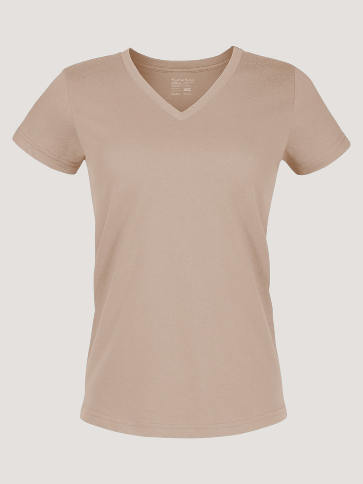 Women's V-Neck Tee in Desert | Fresh Clean Threads