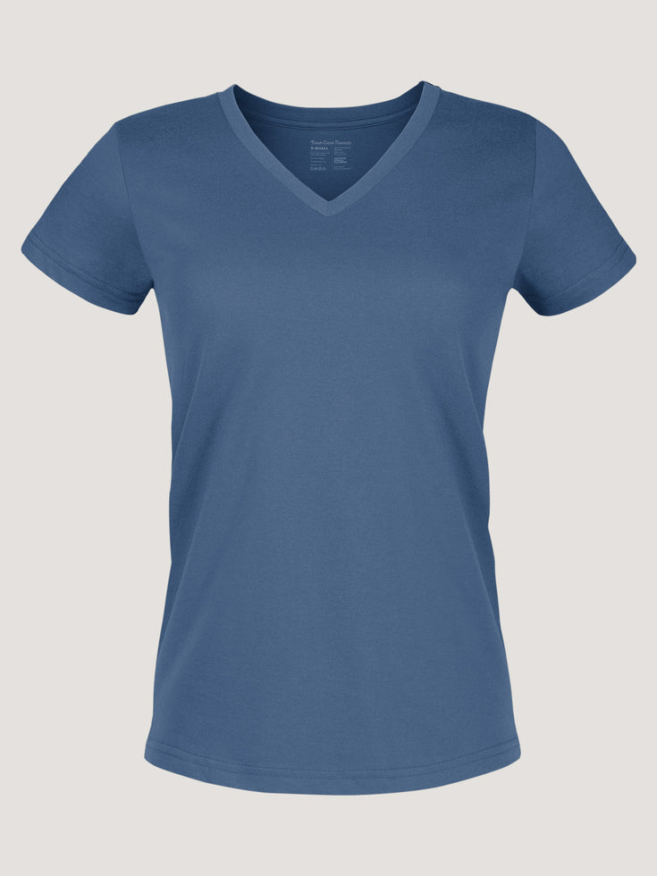 V-Neck Tee | Women's Monsoon Blue | Fresh Clean Threads