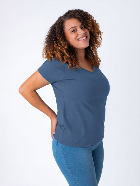 Women's Monsoon Blue V-Neck