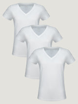 Women’s All White V-Neck 3-Pack Tees | Subscription Packs at Fresh Clean Threads