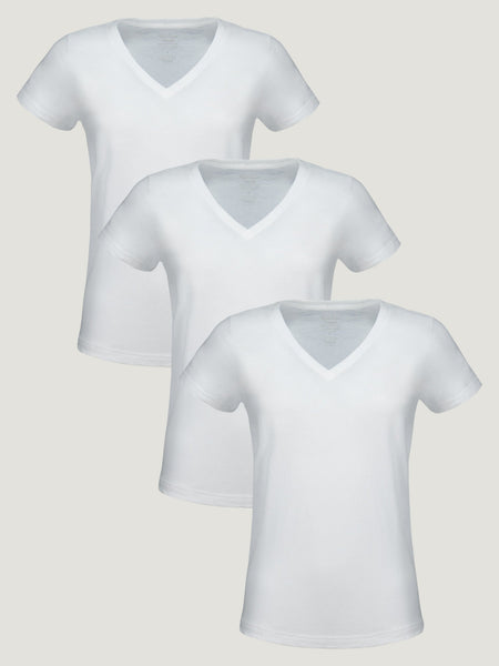 Women's All White V-Neck 3-Pack