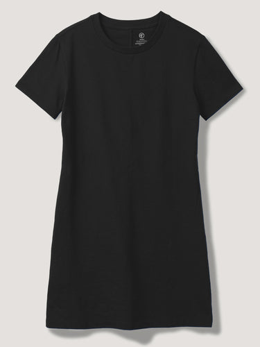Black Onyx Women's Easy Tee Dress – Upcycled Cotton Shirt Dress